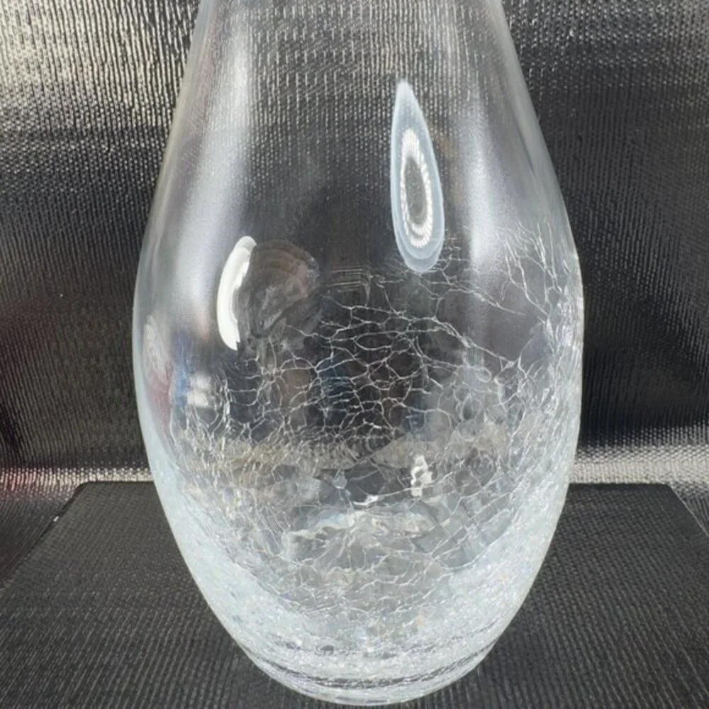 Pier 1‎ Clear Angled Rim Crackle Decanter Jug Pitcher Crystal Glass Retired VTG